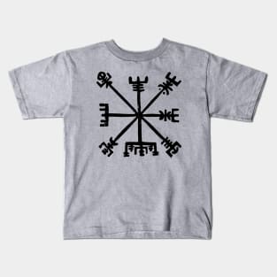 Vegvisir Block Print (Black Ink Version) Kids T-Shirt